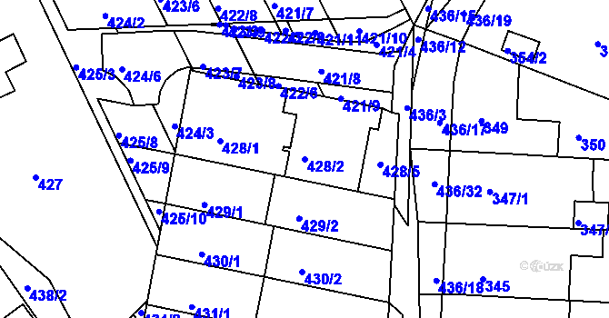 Parcela st. 428/2 v KÚ Mokrá Hora, Katastrální mapa