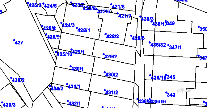 Parcela st. 429/2 v KÚ Mokrá Hora, Katastrální mapa