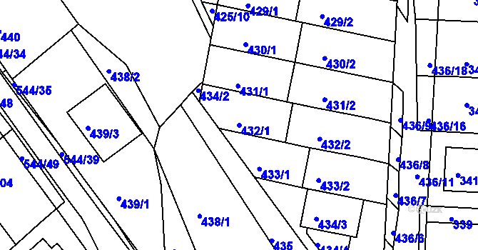 Parcela st. 432/1 v KÚ Mokrá Hora, Katastrální mapa