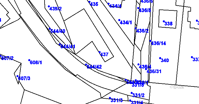 Parcela st. 437 v KÚ Mokrá Hora, Katastrální mapa