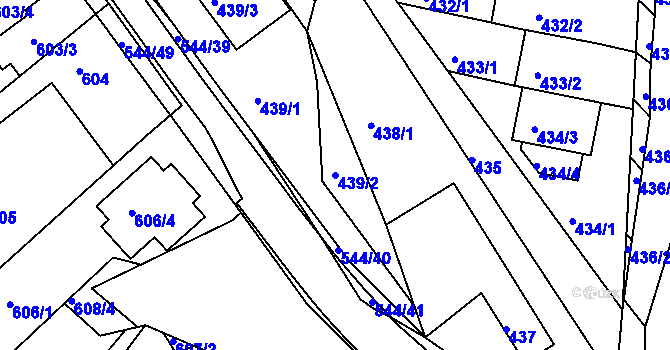 Parcela st. 439/2 v KÚ Mokrá Hora, Katastrální mapa