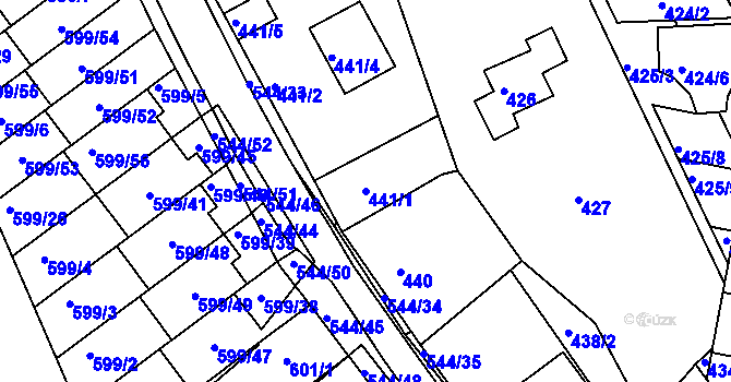 Parcela st. 441/1 v KÚ Mokrá Hora, Katastrální mapa