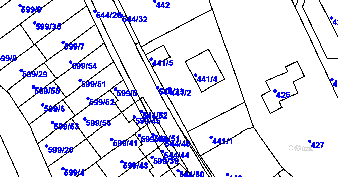 Parcela st. 441/2 v KÚ Mokrá Hora, Katastrální mapa
