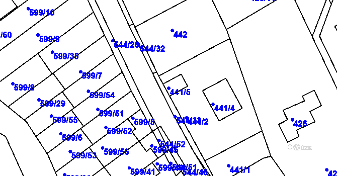 Parcela st. 441/5 v KÚ Mokrá Hora, Katastrální mapa