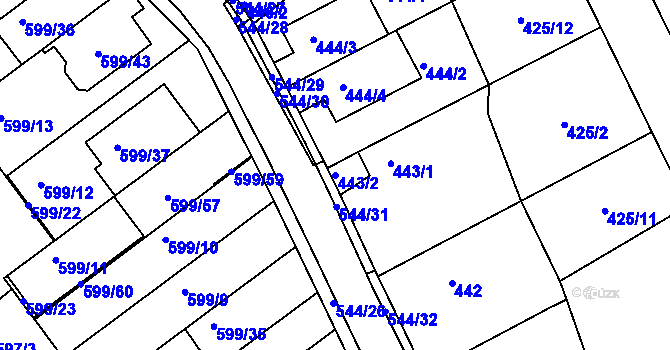 Parcela st. 443/2 v KÚ Mokrá Hora, Katastrální mapa