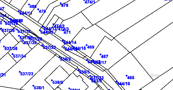 Parcela st. 469 v KÚ Mokrá Hora, Katastrální mapa