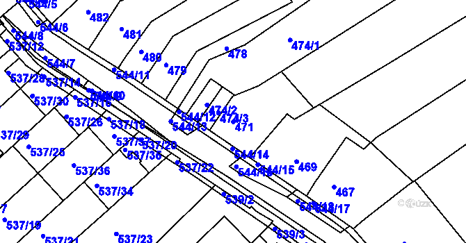 Parcela st. 471 v KÚ Mokrá Hora, Katastrální mapa