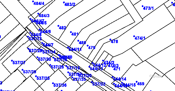 Parcela st. 479 v KÚ Mokrá Hora, Katastrální mapa