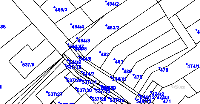 Parcela st. 482 v KÚ Mokrá Hora, Katastrální mapa