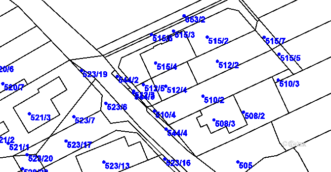 Parcela st. 512/4 v KÚ Mokrá Hora, Katastrální mapa