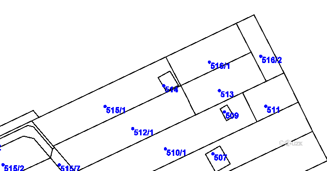 Parcela st. 514 v KÚ Mokrá Hora, Katastrální mapa