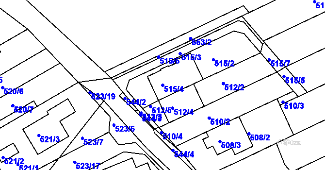Parcela st. 515/4 v KÚ Mokrá Hora, Katastrální mapa