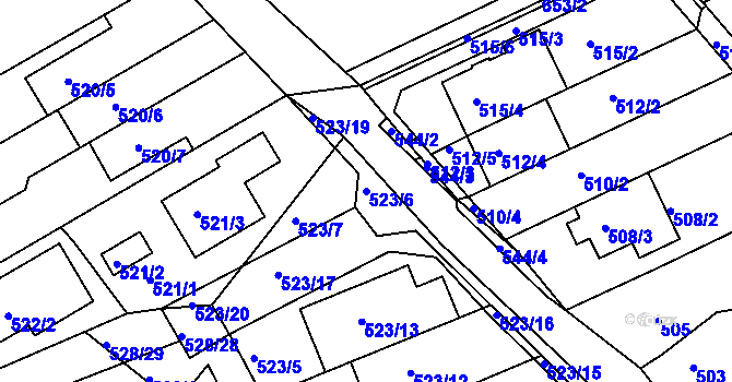 Parcela st. 523/6 v KÚ Mokrá Hora, Katastrální mapa