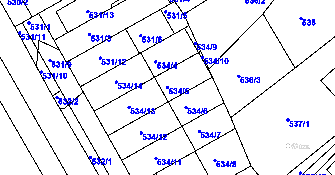 Parcela st. 534/5 v KÚ Mokrá Hora, Katastrální mapa