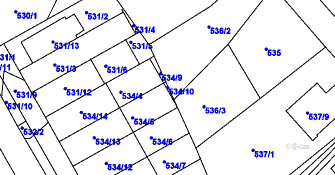 Parcela st. 534/10 v KÚ Mokrá Hora, Katastrální mapa