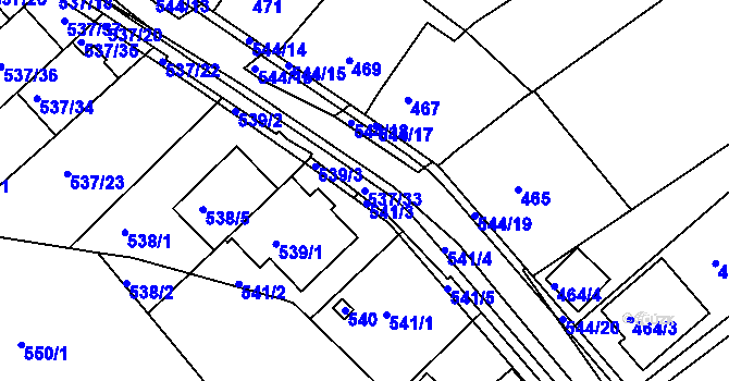 Parcela st. 537/33 v KÚ Mokrá Hora, Katastrální mapa