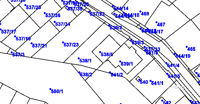 Parcela st. 538/5 v KÚ Mokrá Hora, Katastrální mapa