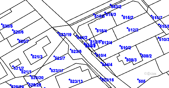 Parcela st. 544/3 v KÚ Mokrá Hora, Katastrální mapa