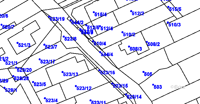 Parcela st. 544/4 v KÚ Mokrá Hora, Katastrální mapa