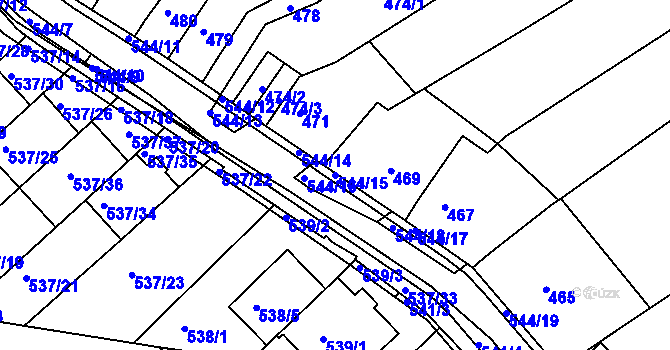 Parcela st. 544/15 v KÚ Mokrá Hora, Katastrální mapa