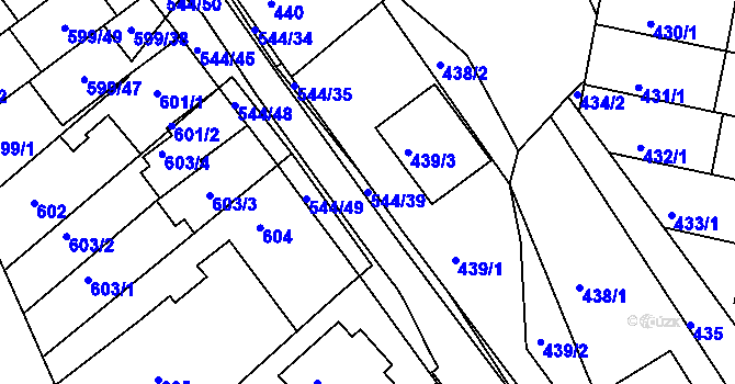 Parcela st. 544/39 v KÚ Mokrá Hora, Katastrální mapa