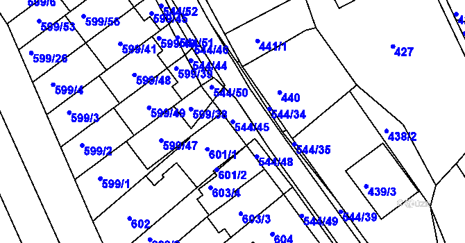 Parcela st. 544/45 v KÚ Mokrá Hora, Katastrální mapa