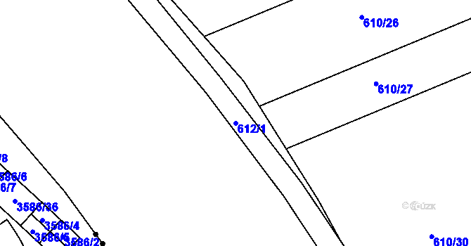 Parcela st. 612/1 v KÚ Mokrá Hora, Katastrální mapa