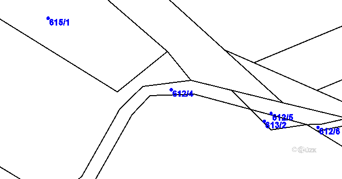Parcela st. 612/4 v KÚ Mokrá Hora, Katastrální mapa
