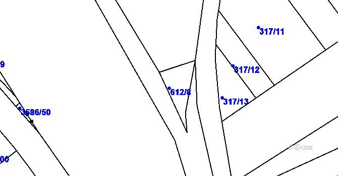 Parcela st. 612/8 v KÚ Mokrá Hora, Katastrální mapa