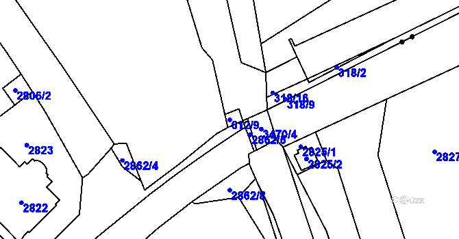 Parcela st. 612/9 v KÚ Mokrá Hora, Katastrální mapa