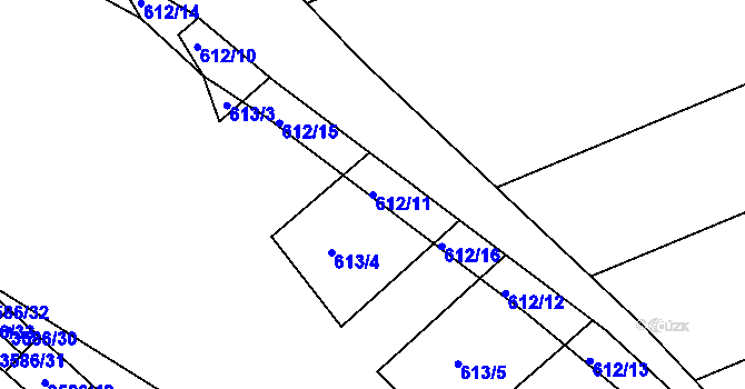 Parcela st. 612/11 v KÚ Mokrá Hora, Katastrální mapa
