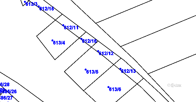 Parcela st. 612/12 v KÚ Mokrá Hora, Katastrální mapa
