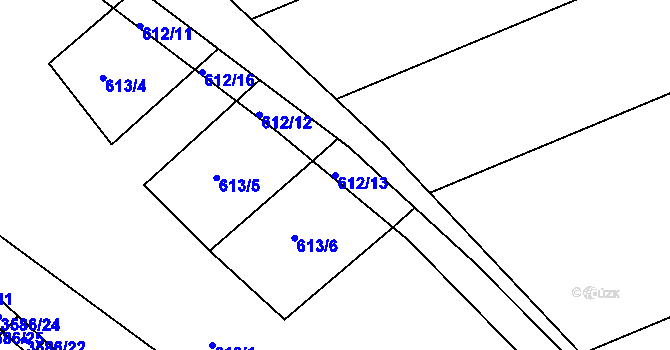 Parcela st. 612/13 v KÚ Mokrá Hora, Katastrální mapa