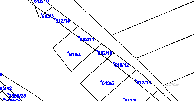 Parcela st. 612/16 v KÚ Mokrá Hora, Katastrální mapa
