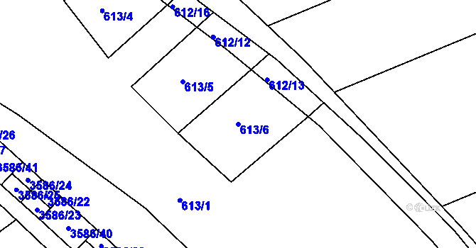 Parcela st. 613/6 v KÚ Mokrá Hora, Katastrální mapa