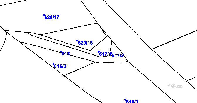 Parcela st. 617/1 v KÚ Mokrá Hora, Katastrální mapa
