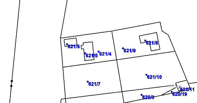 Parcela st. 621/4 v KÚ Mokrá Hora, Katastrální mapa
