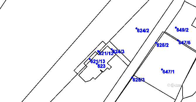 Parcela st. 621/12 v KÚ Mokrá Hora, Katastrální mapa