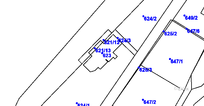 Parcela st. 623 v KÚ Mokrá Hora, Katastrální mapa