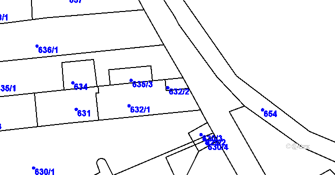 Parcela st. 632/2 v KÚ Mokrá Hora, Katastrální mapa