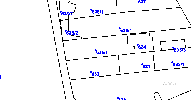 Parcela st. 635/1 v KÚ Mokrá Hora, Katastrální mapa