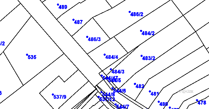 Parcela st. 484/4 v KÚ Mokrá Hora, Katastrální mapa