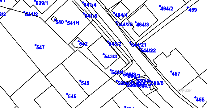 Parcela st. 543/3 v KÚ Mokrá Hora, Katastrální mapa