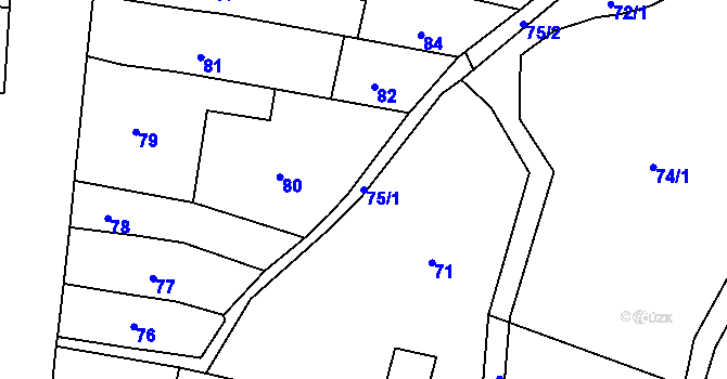 Parcela st. 75/1 v KÚ Mokrá Hora, Katastrální mapa