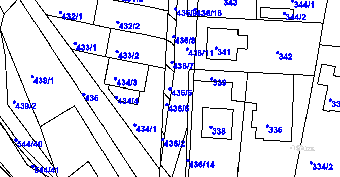 Parcela st. 436/6 v KÚ Mokrá Hora, Katastrální mapa