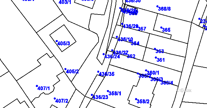 Parcela st. 436/24 v KÚ Mokrá Hora, Katastrální mapa
