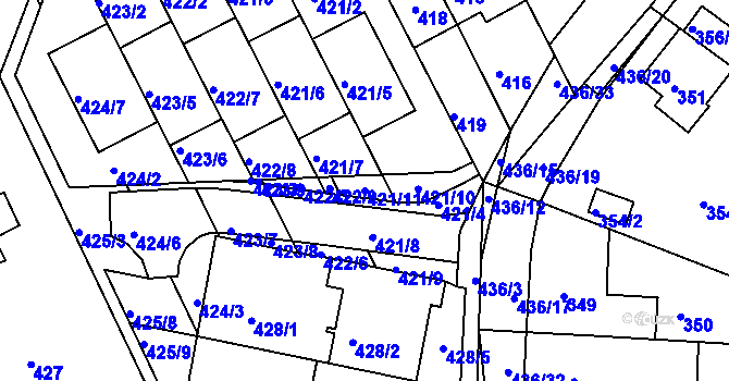 Parcela st. 421/11 v KÚ Mokrá Hora, Katastrální mapa