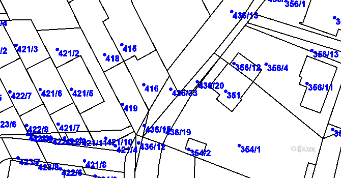 Parcela st. 436/33 v KÚ Mokrá Hora, Katastrální mapa