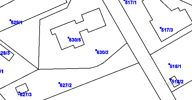 Parcela st. 630/2 v KÚ Mokrá Hora, Katastrální mapa