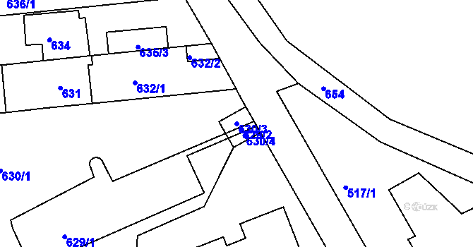 Parcela st. 630/3 v KÚ Mokrá Hora, Katastrální mapa
